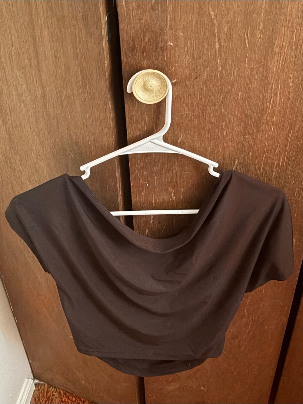 SHEIN Brown Draped Boatneck Crop Top